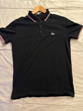 Burberry Men’s Navy Polo Shirt with Contrast Trim